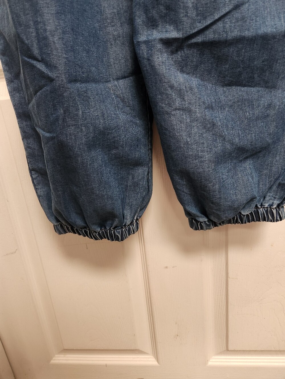 Denim Strapless Jumpsuit with Cargo Pockets - Blue - Picture 5 of 12